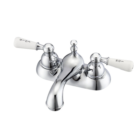 Donata Centerset Chrome Bathroom Faucet - Porcelain Lever Handles