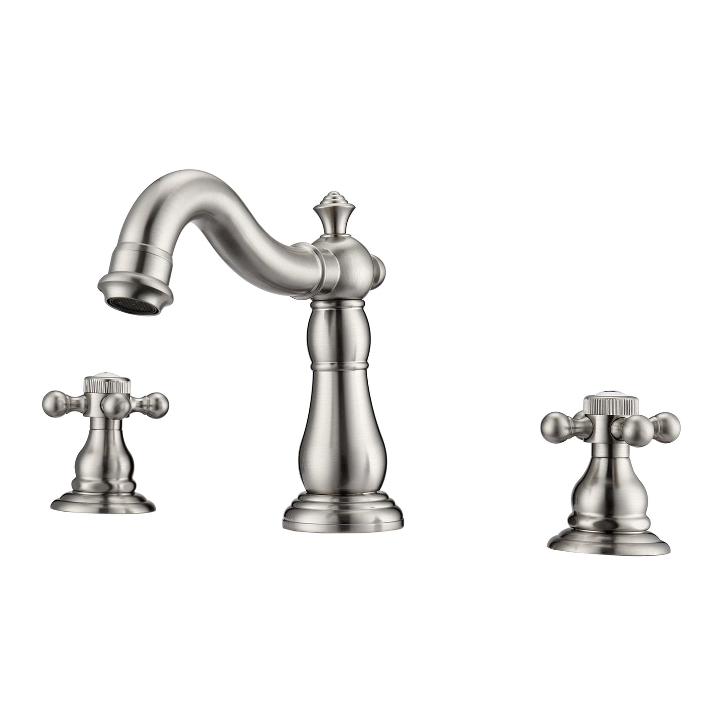 Aldora 8" Widespread Brushed Nickel Bathroom Faucet with Button Cross Handles