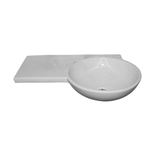 Gina Wall Hung Offset Sink White with Right-Hand Bowl and 1 Faucet Hole