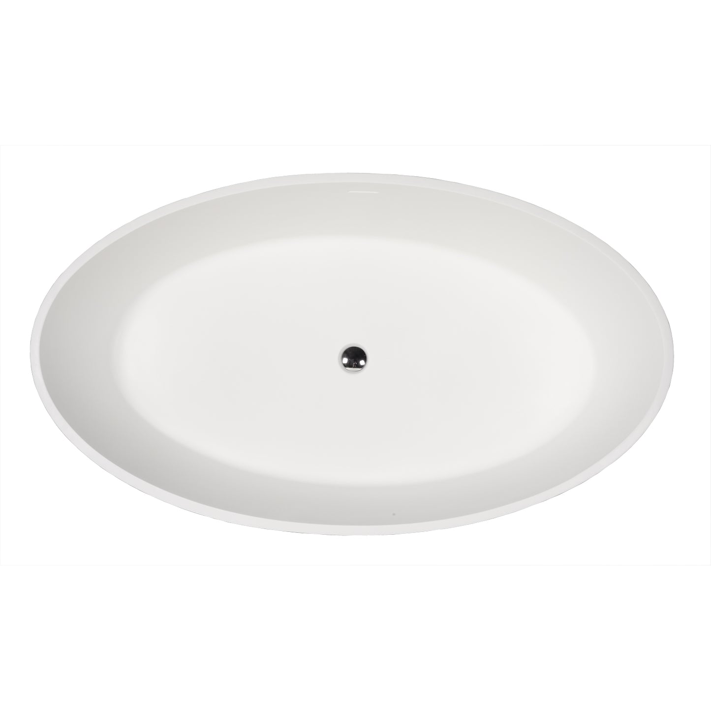 Magnus Resin Oval 63" Freestanding Soaker Tub with No Faucet Holes Gloss White