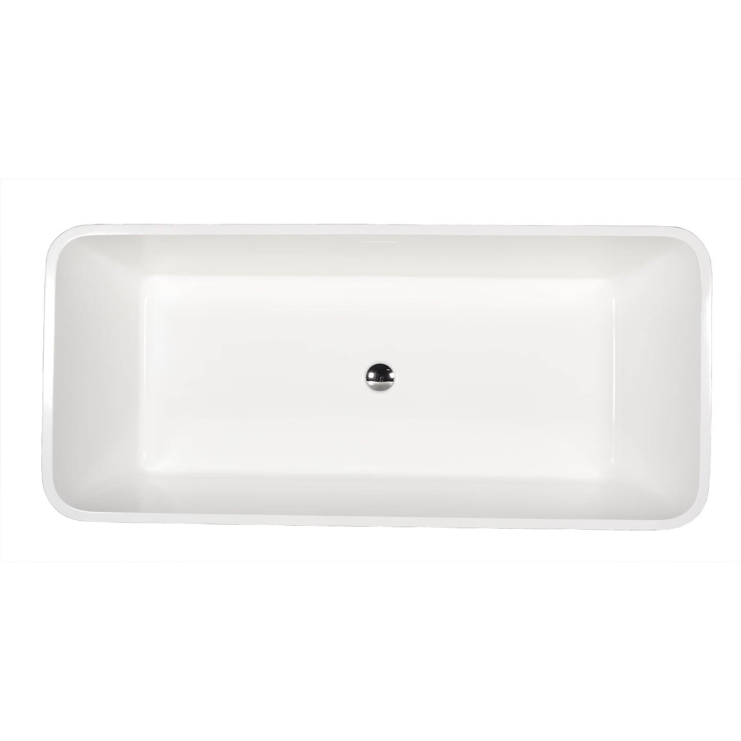 Romo 59" Resin Rectangular Freestanding Tub No Faucet Holes Gloss White