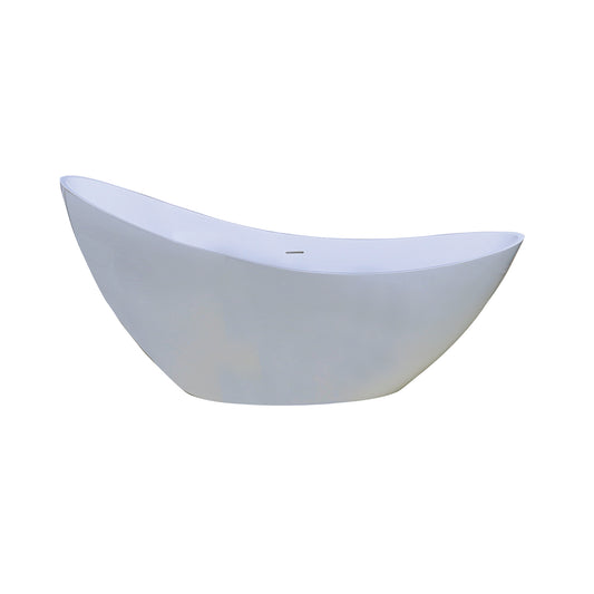 Britta 73" Resin Slipper Tub Modern Design No Faucet Holes Gloss White