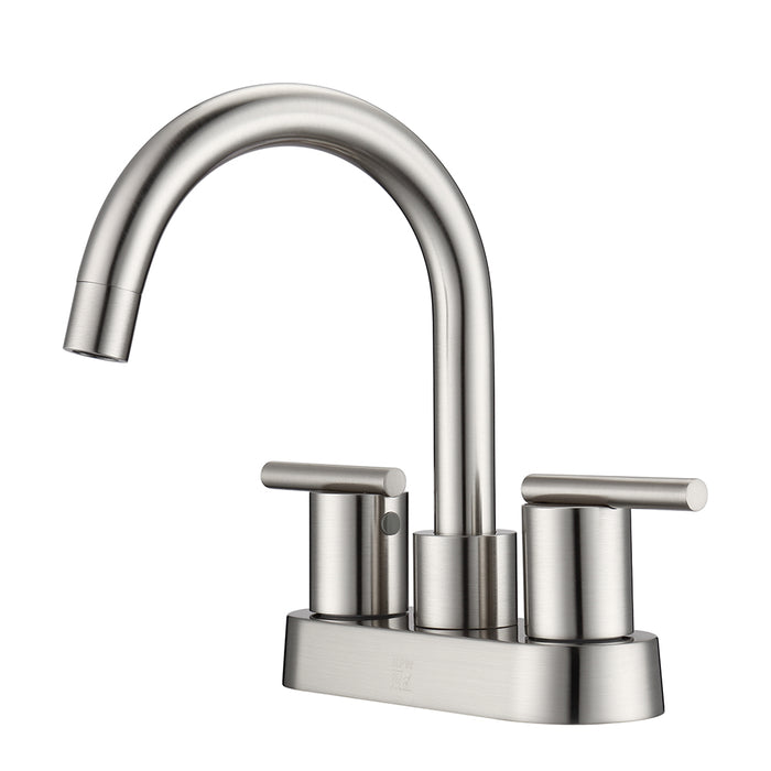 Conley Centerset Brushed Nickel Bathroom Faucet - Metal Lever Handles