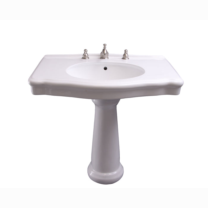Anders Rectangular Pedestal Sink White for 8" Widespread