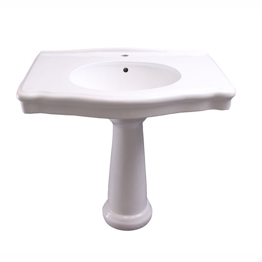 Anders Rectangular Pedestal Sink White for 1-Hole Faucet