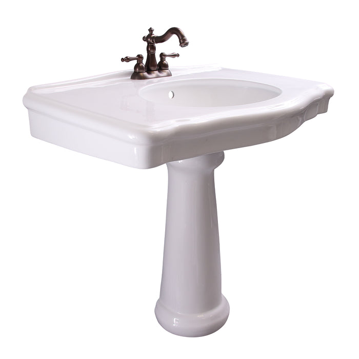 Anders Rectangular Pedestal Sink White for 1-Hole Faucet