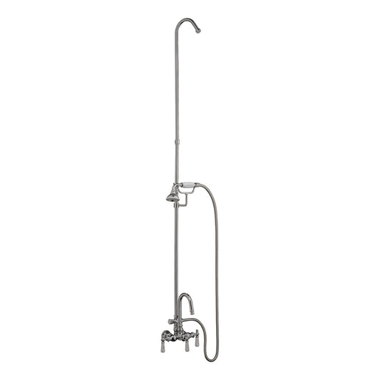 Clawfoot Tub Gooseneck Faucet Kit with Lever Handles, Hand Shower, & Riser in Chrome
