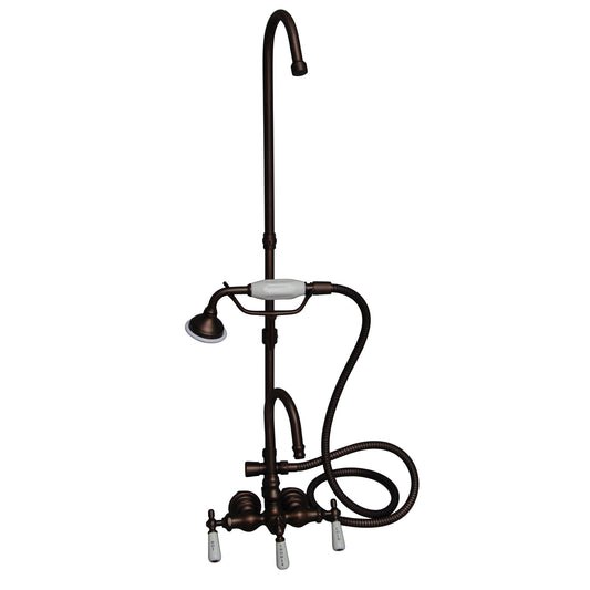 Clawfoot Tub Gooseneck Faucet Kit with Lever Handles, Hand Shower, & Riser Oil Rubbed Bronze