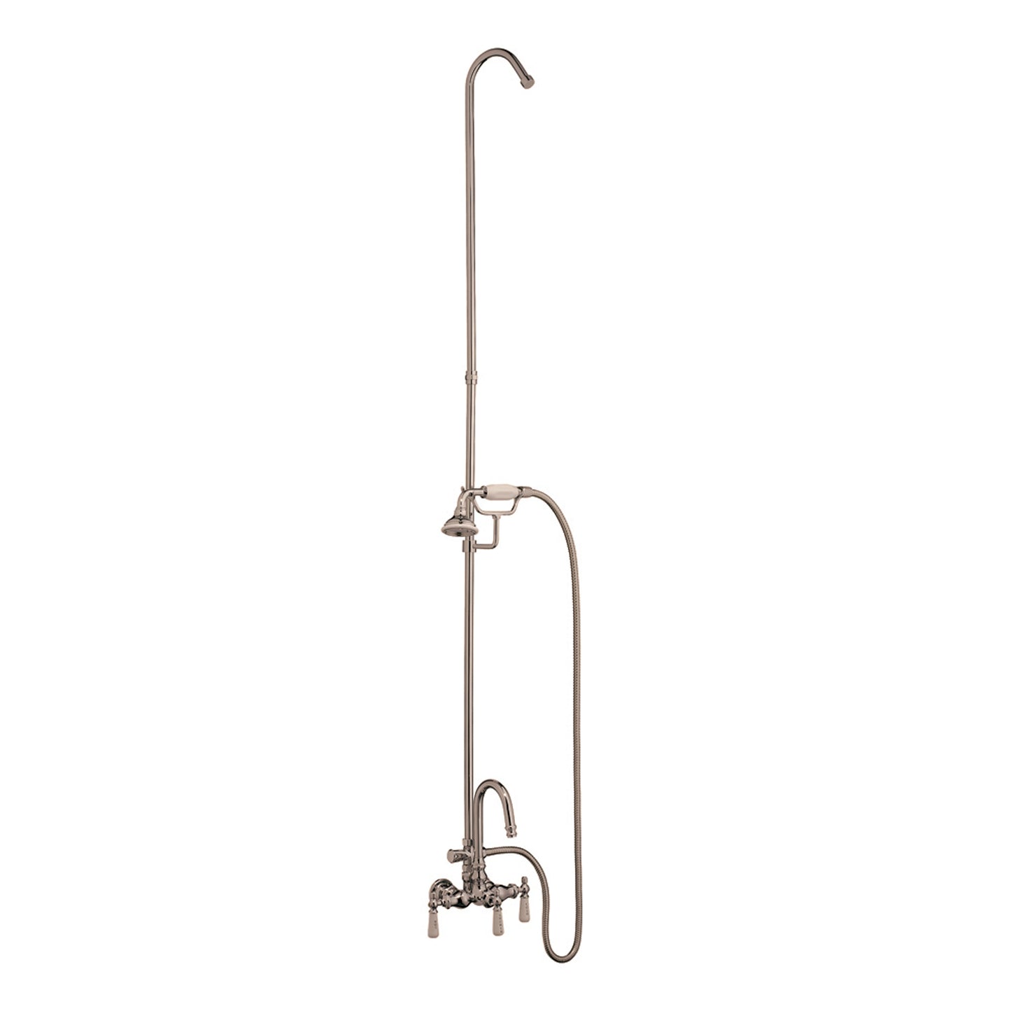 Clawfoot Tub Gooseneck Faucet Kit with Lever Handles, Hand Shower, & Riser Polished Nickel