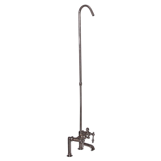 Tub Rim Mount Diverter Faucet with Lever Handles & 62" Riser in Polished Nickel