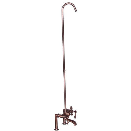 Tub Rim Mount Diverter Faucet with Finial Lever Handles & 62" Riser in Oil Rubbed Bronze