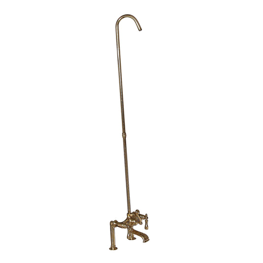 Tub Rim Mount Diverter Faucet with Finial Lever Handles & 62" Riser in Polished Brass