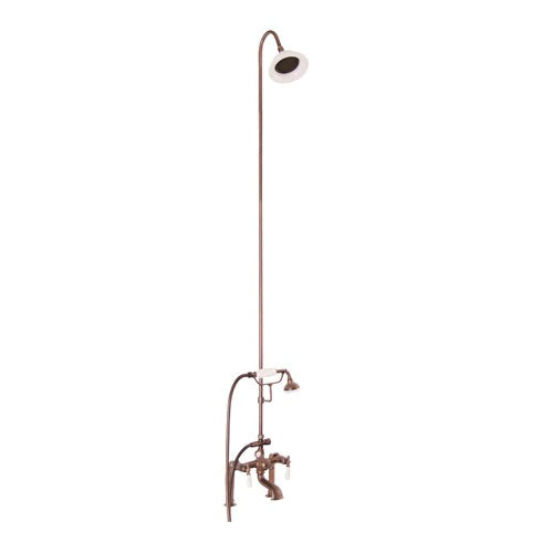 Three-Handle Tub Diverter Faucet with Riser, Shower Head, Lever Handles in Oil Rubbed Bronze