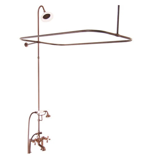 Wide Spout Tub Diverter Faucet with Riser, Shower Head, Cross Handles in Oil Rubbed Bronze