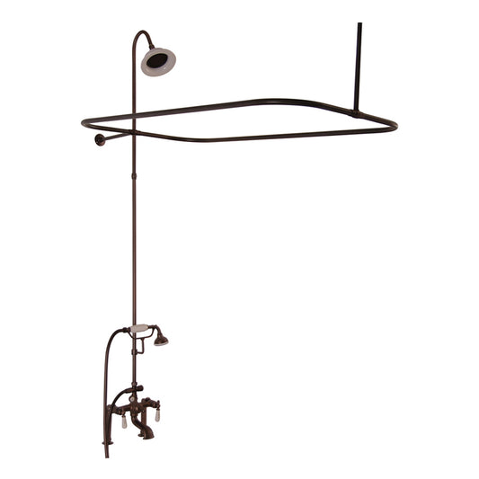 Wide Spout Tub Diverter Faucet with Riser, Shower Head, Lever Handles in Oil Rubbed Bronze
