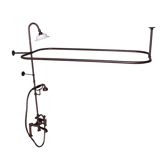 Complete Faucet & Shower Kit for Freestanding Tub 48" x 24" Rod, Lever Handle, Oil Rubbed Bronze