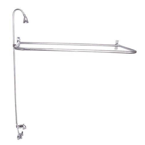 Two-Handle Tub Faucet Kit with 48" D Curtain Rod and Shower Head Chrome