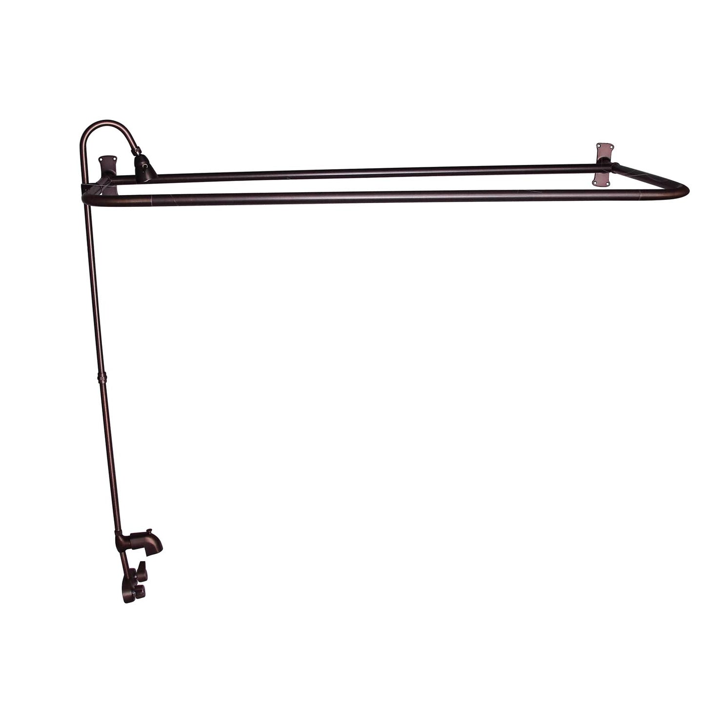 Two-Handle Tub Faucet Kit with 48" D Curtain Rod and Shower Head Oil Rubbed Bronze