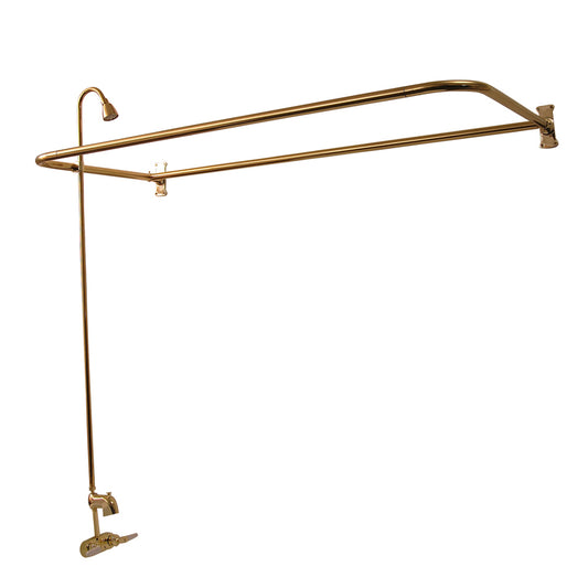 Two-Handle Tub Faucet Kit with 60" D Curtain Rod and Shower Head Polished Brass