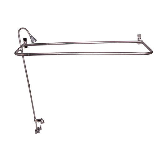 Two-Handle Tub Faucet Kit with 60" D Curtain Rod and Shower Head Polished Nickel