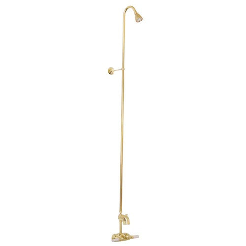 Two-Handle Traditional Tub Faucet with 56" Riser & Shower Head in Polished Brass