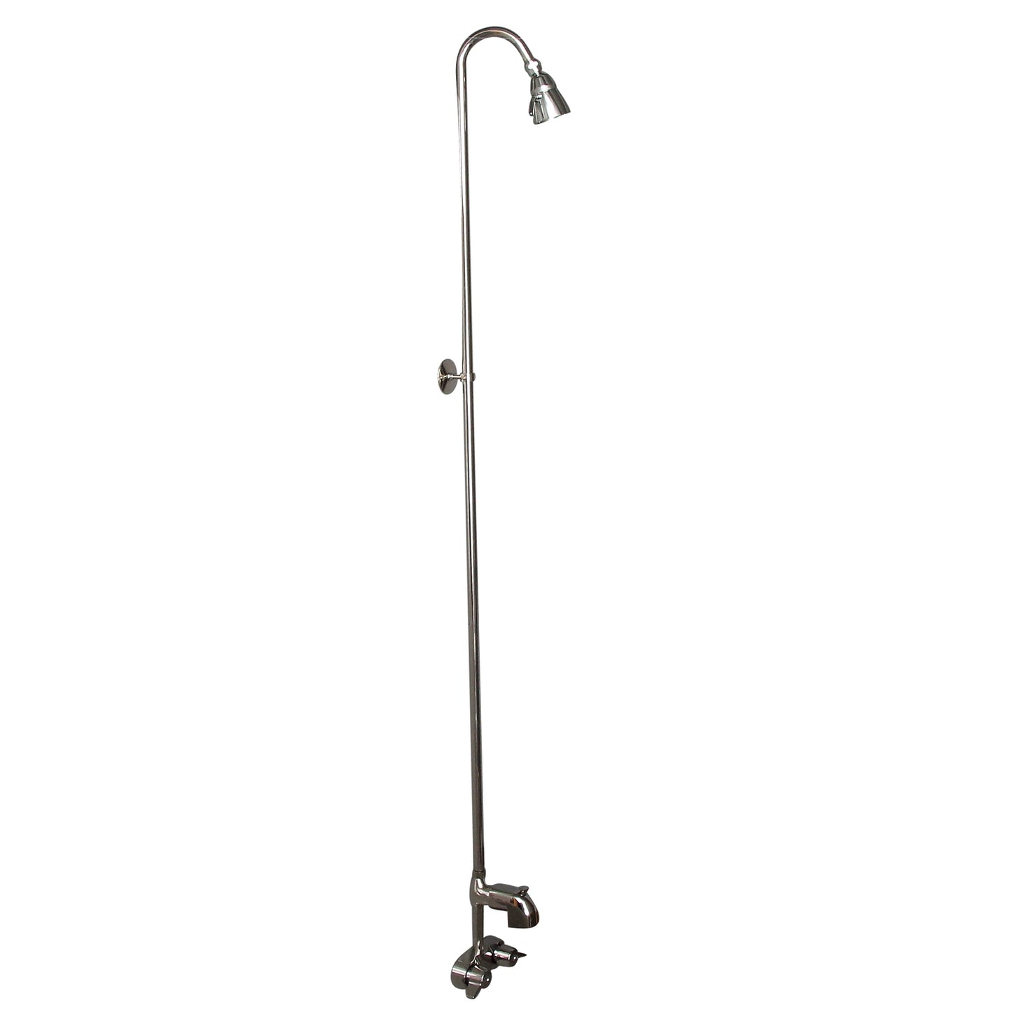 Two-Handle Traditional Tub Faucet with 56" Riser & Shower Head in Polished Nickel