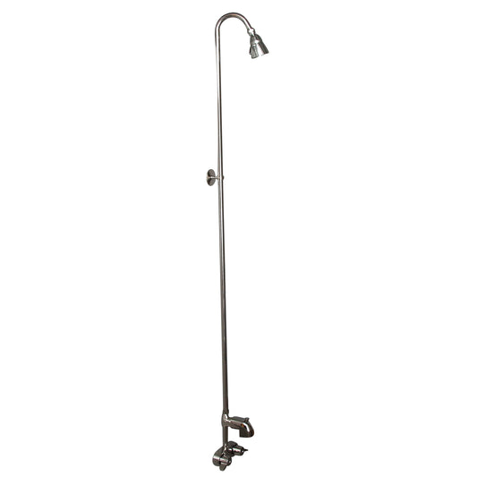 Two-Handle Traditional Tub Faucet with 56" Riser & Shower Head in Polished Nickel