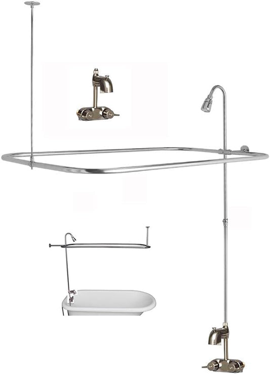 Add On Shower Set Claw foot Clawfoot Tub Code Faucet Riser & Shower Rod Surround