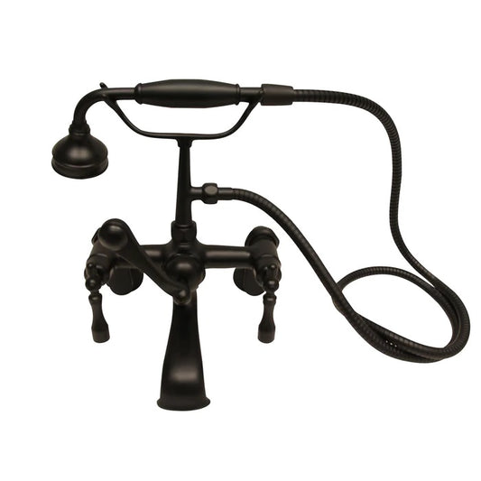 Wide Spout Tub Faucet with Hand Shower, Swivel Wall Mounts, Lever Handles, Matte Black