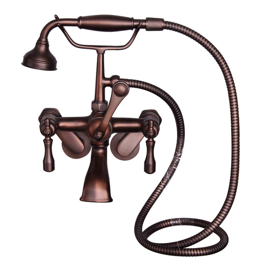 Wide Spout Tub Faucet with Hand Shower, Swivel Wall Mounts, Lever Handles, Oil Rubbed Bronze