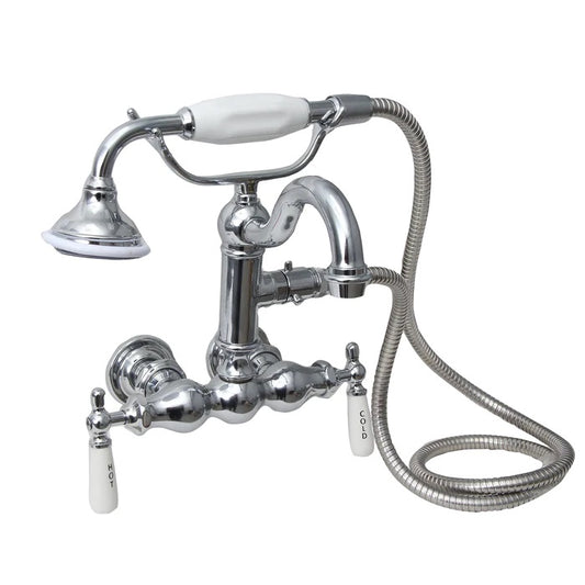Tub Wall Swivel Mount Faucet with Hand Shower & Lever Handles Chrome