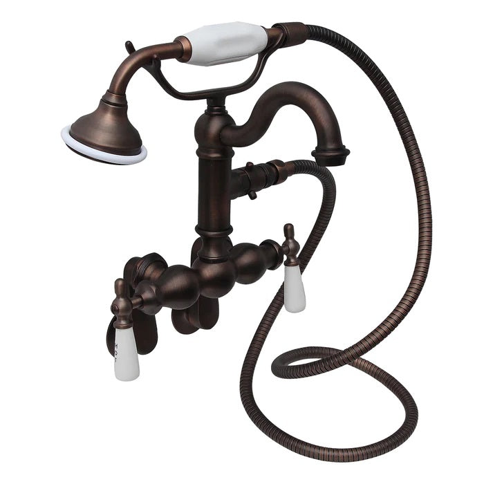 Tub Wall Swivel Mount Faucet with Hand Shower & Lever Handles Oil Rubbed Bronze