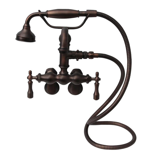 Traditional Tub Wall Mount Faucet Kit with Hand Shower & Lever Handles Oil Rubbed Bronze