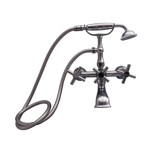 Contemporary 3 Handle Tub Faucet Kit with Hand Shower in Chrome