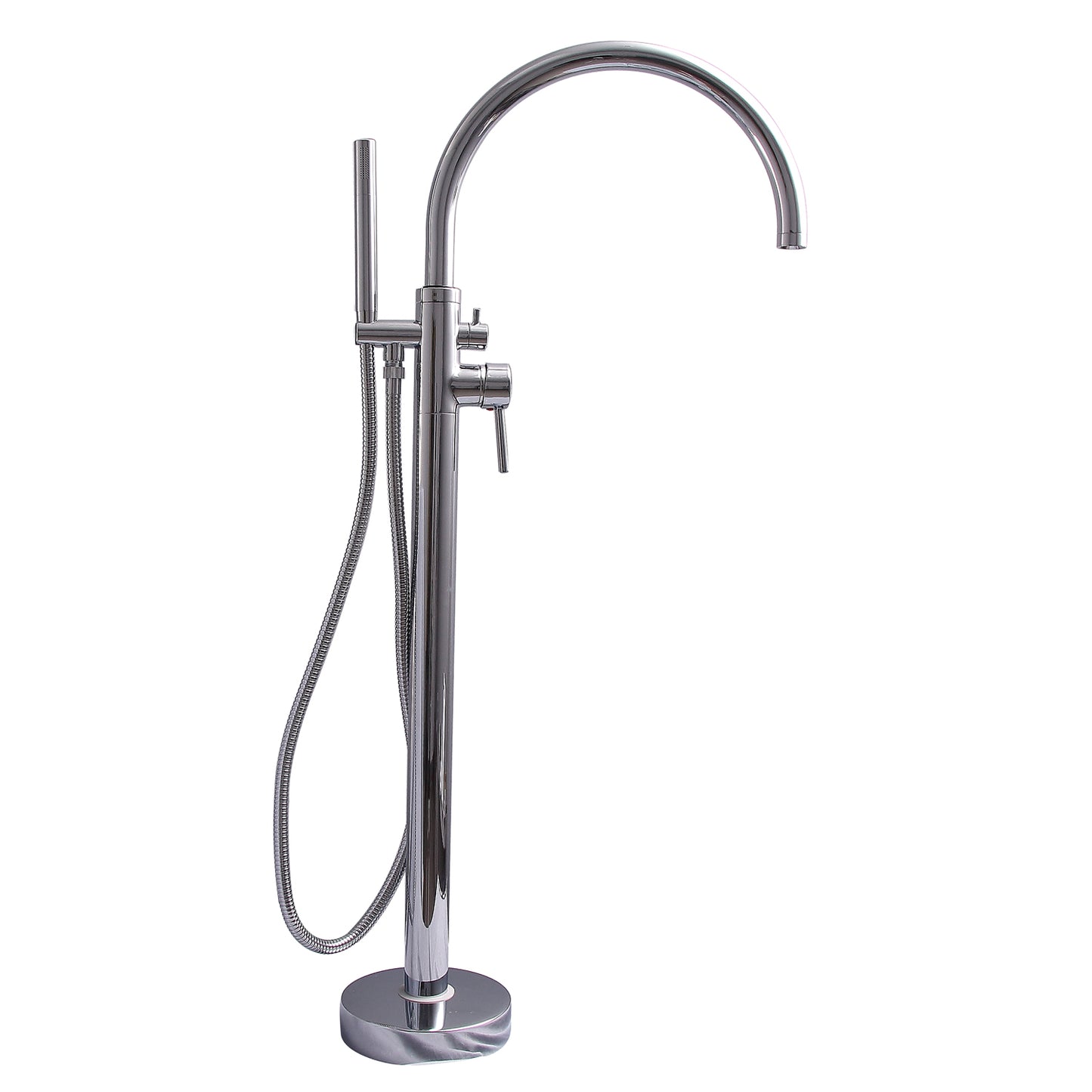 Bianca Floor-Mount Gooseneck Tub Faucet with Hand Shower in Chrome
