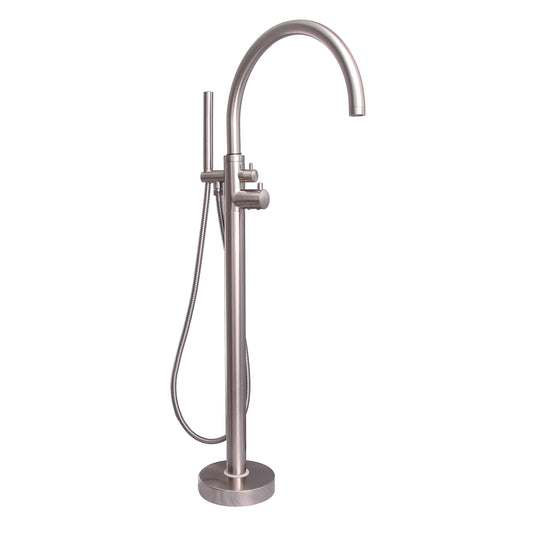 Branson Floor-Mount Thermostatic Tub Faucet with Hand Shower Brushed Nickel
