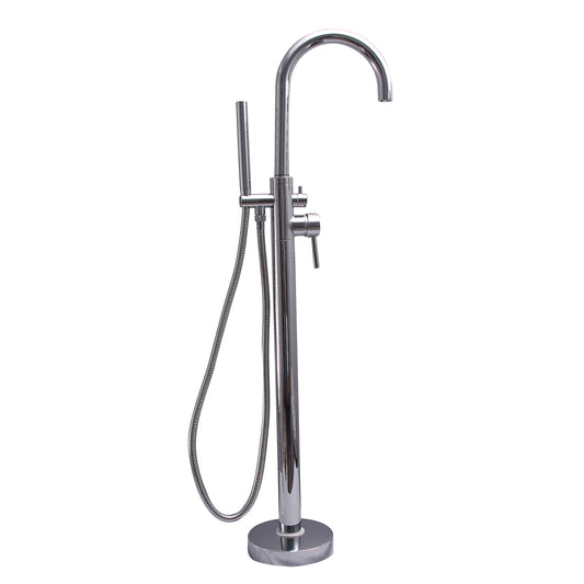 Burney Floor-Mount Thermostatic Tub Faucet with Hand Shower Chrome