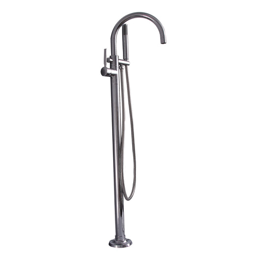 Dolan Freestanding Floor-Mount Gooseneck Tub Faucet with Hand Shower Chrome