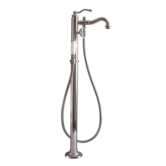Lamar Antique Floor-Mount Tub Faucet with Hand Shower Polished Nickel