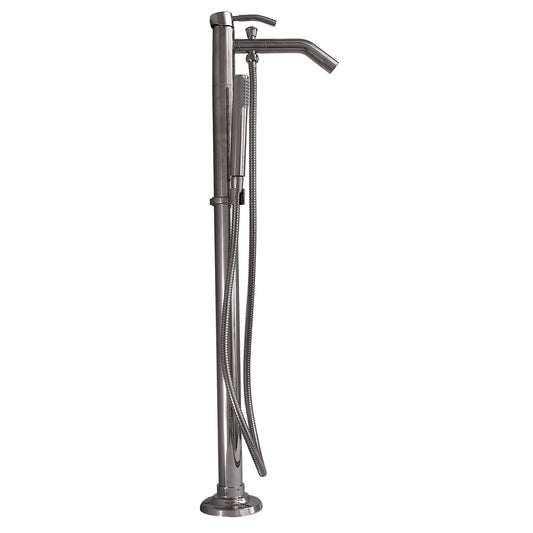 Madon Contemporary Floor-Mount Tub Faucet with Hand Shower Polished Chrome
