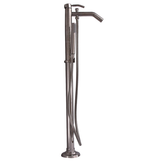 Madon Contemporary Floor-Mount Tub Faucet with Hand Shower Polished Nickel