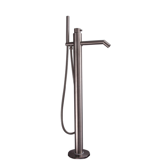 Slaton Floor-Mount Thermostatic Tub Faucet with Hand Shower Brushed Stainless