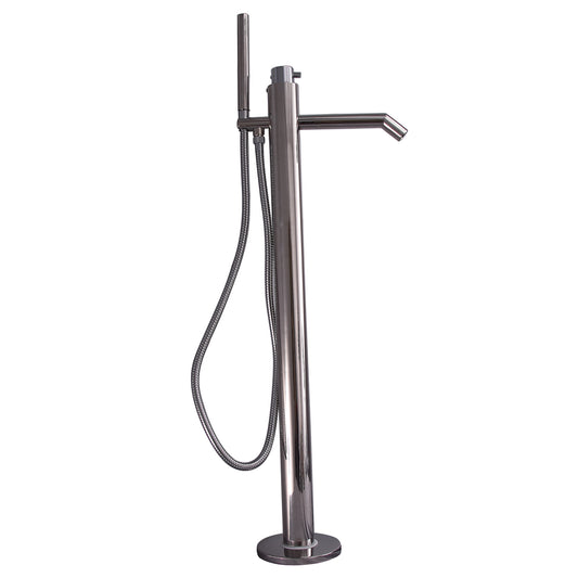 Slaton Floor-Mount Thermostatic Tub Faucet with Hand Shower Polished Stainless