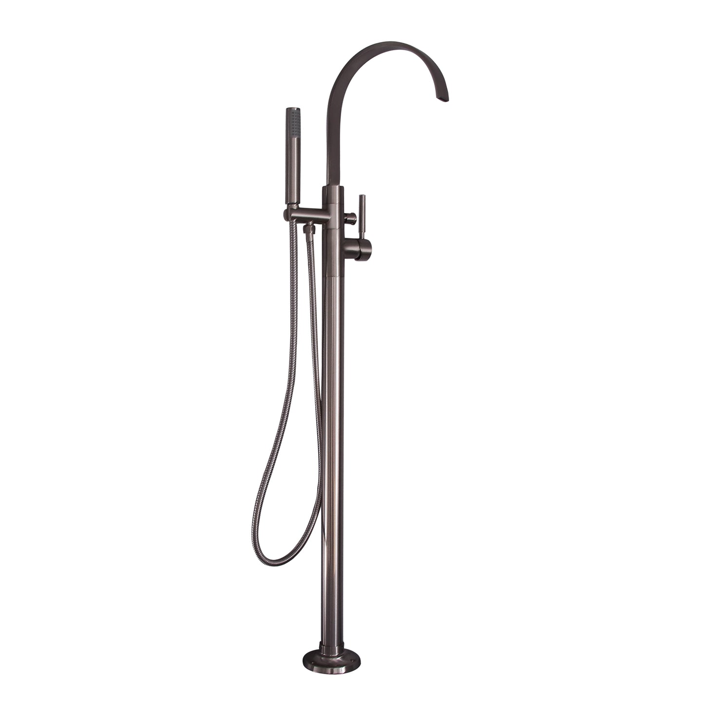 Tessa Floor-Mount Flat Spout Tub Faucet with Hand Shower Brushed Nickel