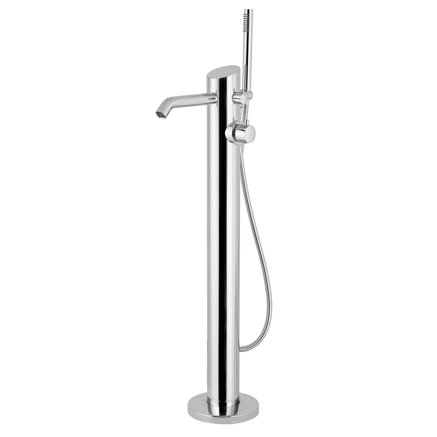 Larkin Freestanding Floor-Mount Tub Faucet with Hand Shower in Polished Stainless