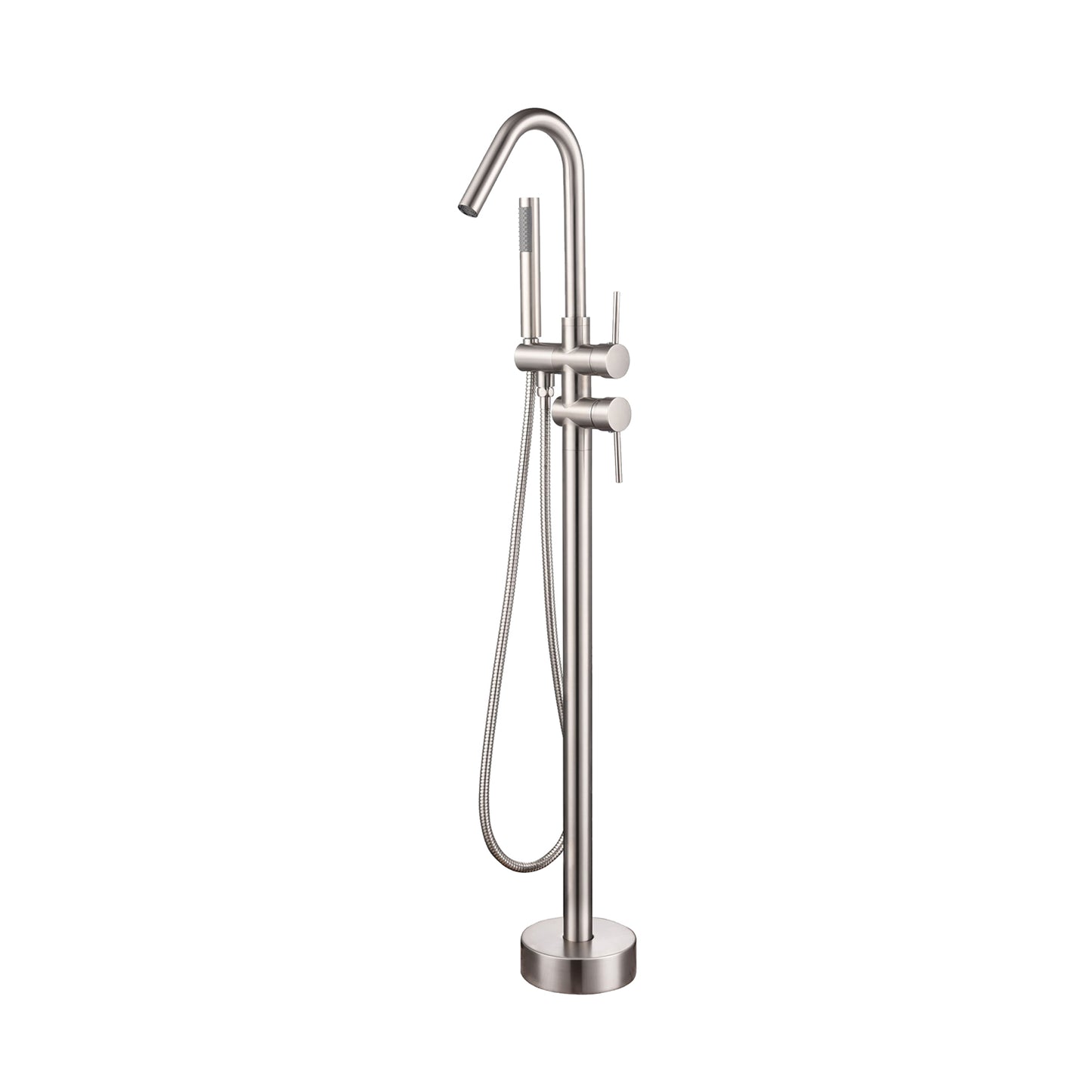 Flynn Freestanding Floor-Mount Tub Faucet with Hand Shower Brushed Nickel