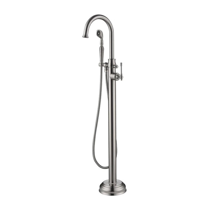 LeBaron Freestanding Floor-Mount Tub Faucet with Hand Shower Brushed Nickel
