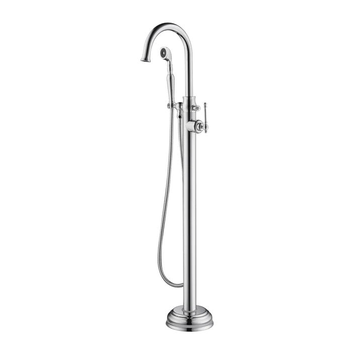 LeBaron Freestanding Floor-Mount Tub Faucet with Hand Shower Polished Chrome
