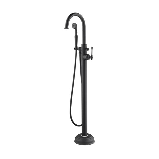 LeBaron Freestanding Floor-Mount Tub Faucet with Hand Shower Matte Black