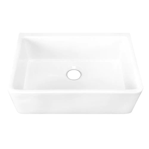 Delia 30" Single Bowl Apron-Front Apron Kitchen Sink in White